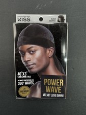 Kiss Silky Satin Black DURAG Breathable One Size Power Wave Do-rag NEW
