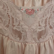 Vintage pink nylon nightgown gown lace sleeveless Large