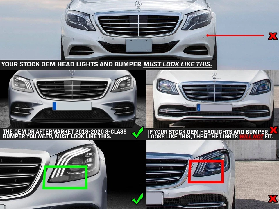 USA DOT Facelift FULL LED Headlight For 2014-2017 Mercedes Benz W222 S Class Foto 3 de 4