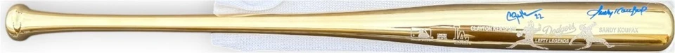Sandy Koufax Clayton Kershaw Signed Lefty Legends Gold Metalic Bat /34 Rare MLB