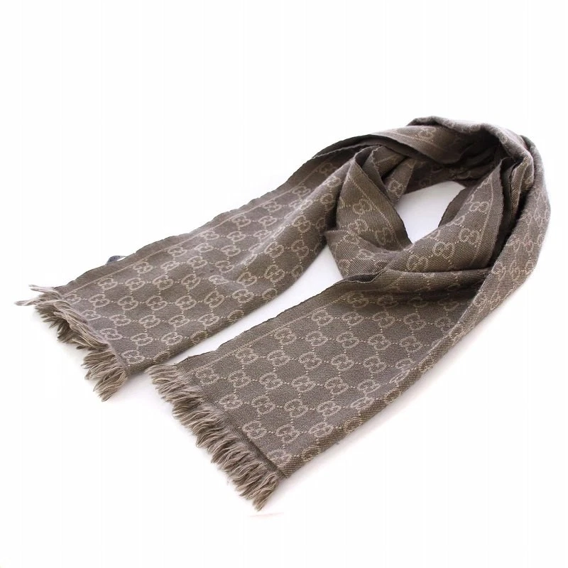 Gucci écharpe motif Gg franges laine marron /Kh Aa homme