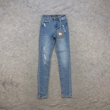 Indigo Rein Women's Jeans Blue W24 L29 Size 7 Super High Rise Skinny Distressed