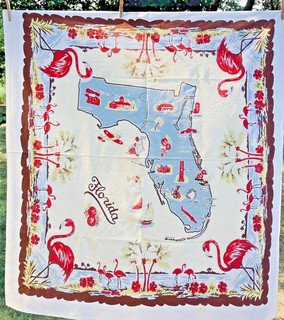 VINTAGE 1940’S FLORIDA TABLECLOTH