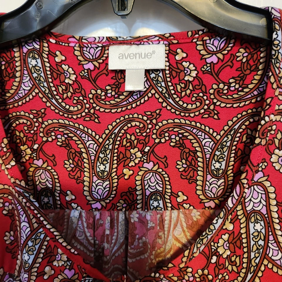 Avenue Womens Peasant Blouse Tunic Boho Size 18/20 Paisley Print Long Sleeve Top - Image 2 of 4
