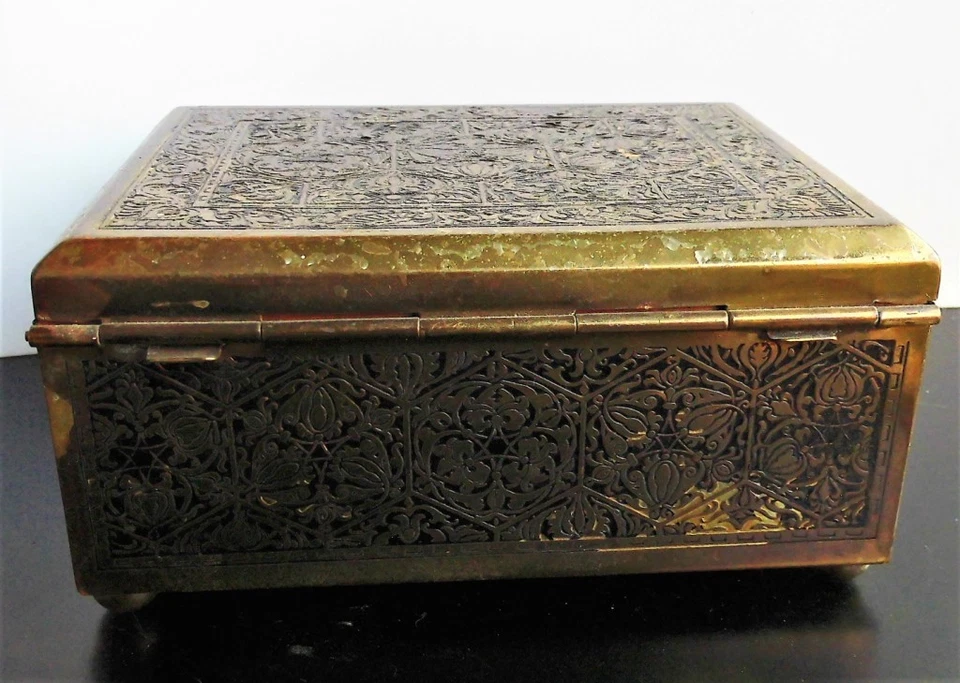 alter Humidor Zigarrenkiste Zigarrenbox Messing + Holz - Bild 4 von 4