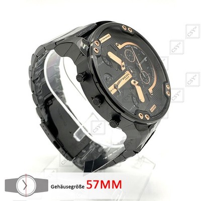DIESEL DZ7312 Vierzeitzonen-Zifferblatt The Daddies Chrono Schwarz Herrenuhr