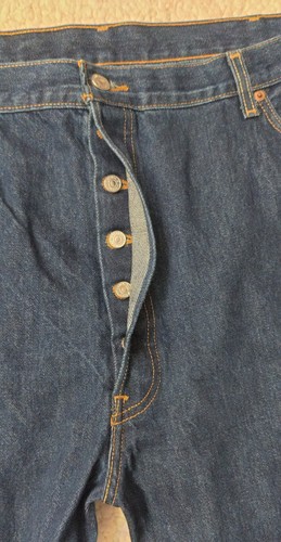 Levi's Men's 501 Straight Leg Button Fly Medium Stone Wash Blue 46x32 - Picture 5 of 13