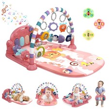 Baby Gym Play Mat, Baby Piano Mat Kick and Play Lights and Music Tummy Time ...