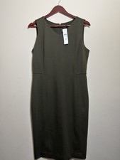 Ann Taylor olive green v-neck ponte seamed dress in size 10