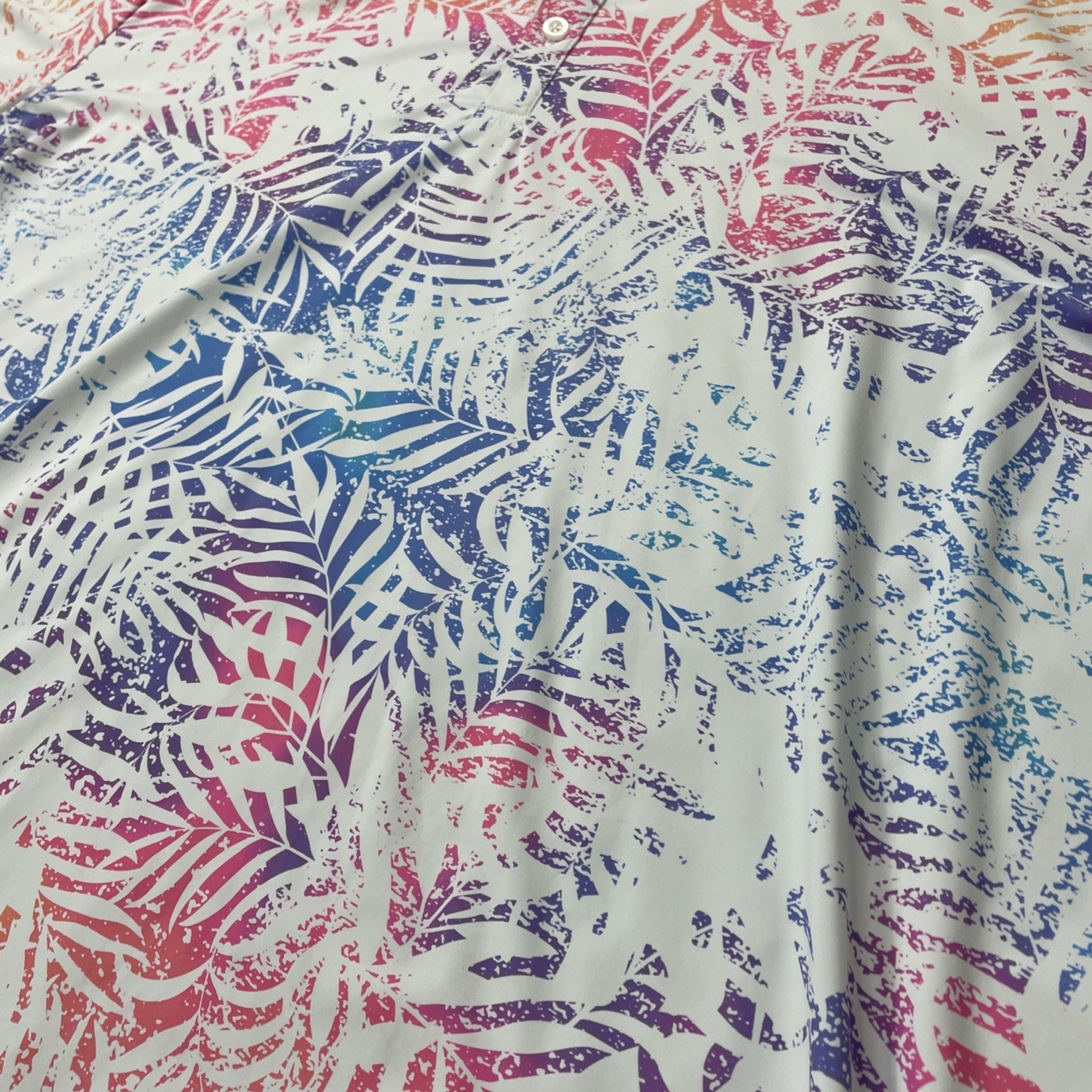 Birdie Bound Men's 2XL Shirt White Golf Polo Performance Stretch Palm Leaf