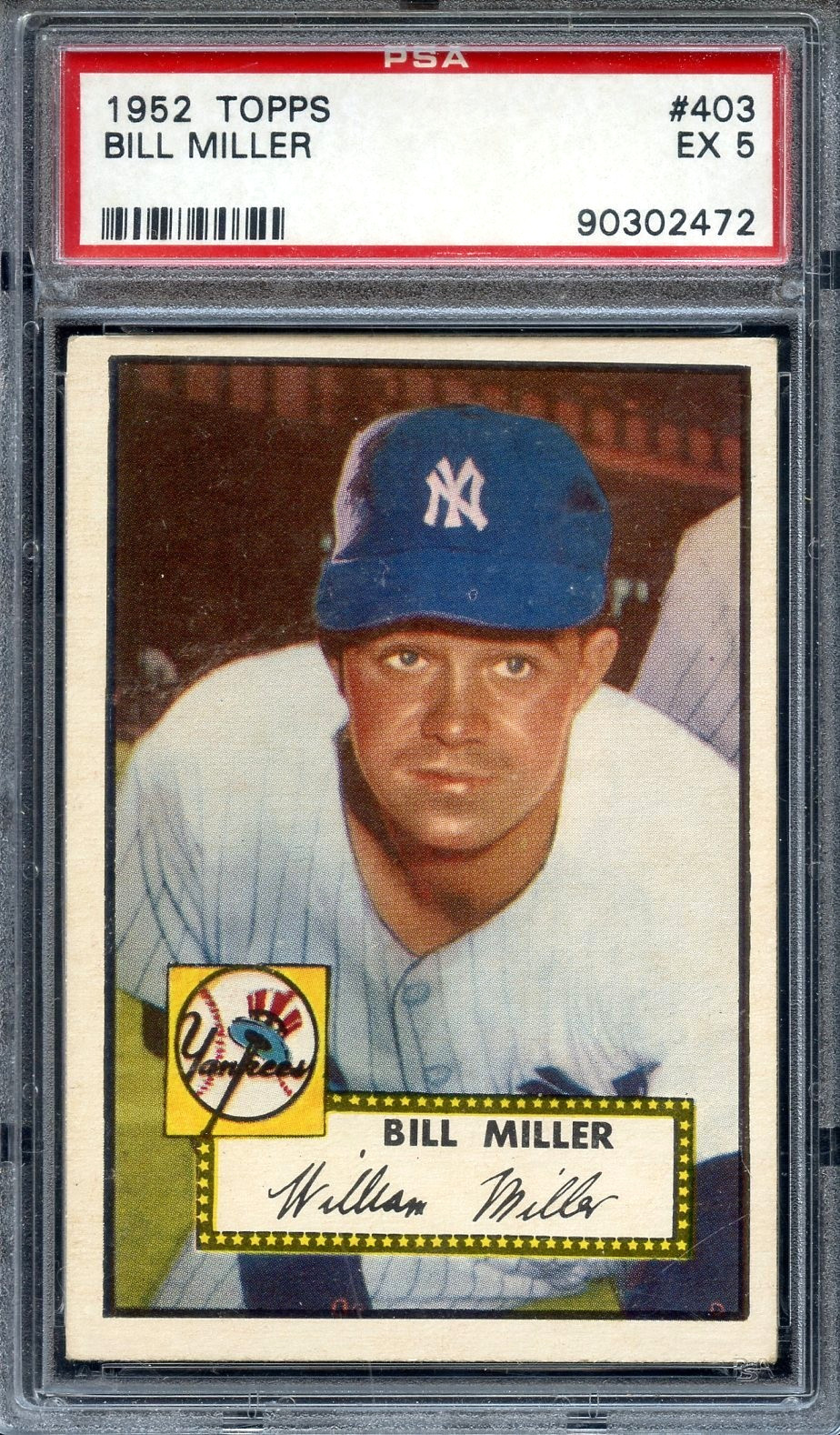 1952 Topps Tough High #403 Bill Miller PSA 5 New York Yankees 2472