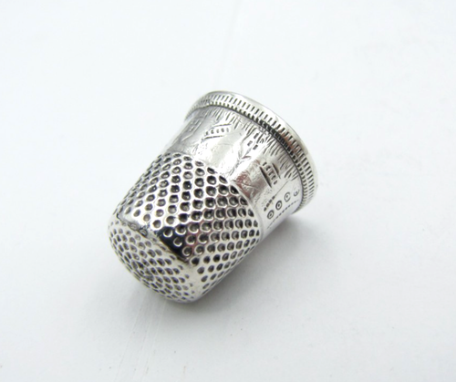 Size6 Sterling Silver Thimble No Holes-Dents Vintage Antique 19th Century Etched - Picture 5 of 8