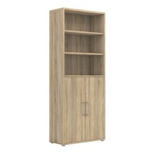 Tall Bookcase with Shelves & Doors - Large Office Storage Unit for Books & Files
