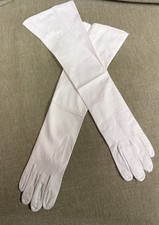 Vintage Womens White Opera Length Kid Leather Gloves Size 7