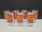 COCA-COLA GLASS CUP SET (7)- 1995 SUN DRINKING COKE VINTAGE LOGO 16 OZ