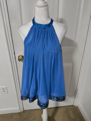 I.C.E.Blue Halter-Style Pleated Camisole with Trim