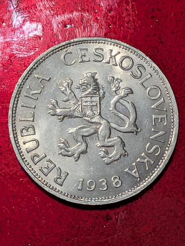 1938 CZECHOSLOVAKIA 5 FIVE KORUN COIN #440