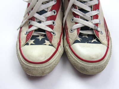 Vtg 1990's USA Made American Flag Converse Chuck Hi Sneakers Mens