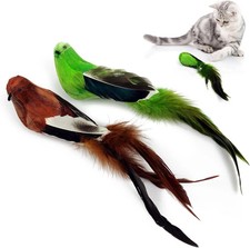 2 Packs Real Feather Cat Toys Realistic Simulation Birds Toys with Bells Indoor