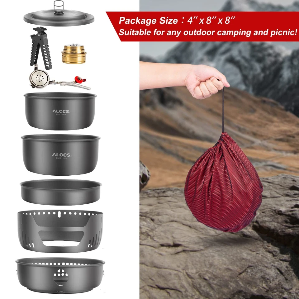 Camping Cookware - 11 Piece Lightweight Camp Cooking Set with Portable Campin... - Image 2 of 4