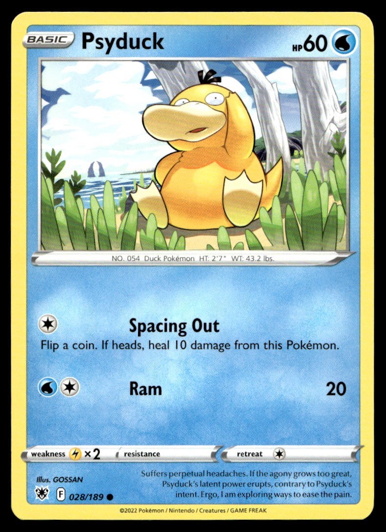 Psyduck 28/189 Pokemon Card Astral Radiance Common 60 HP Lightly Played H28
