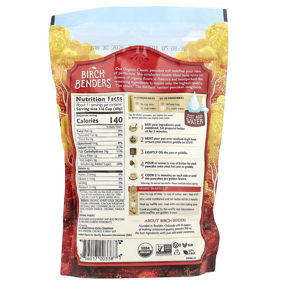 Mezcla completa de panqueques y gofres, clásico orgánico, 16 oz (454 g) Foto 2 de 2