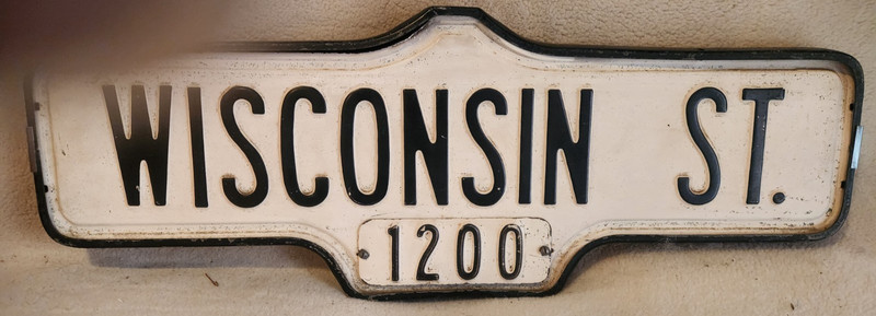 Antique Double Sided Porcelin *WISCONSIN ST. 1200* STREET SIGN