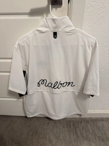 Mens Malbon Pine Golf Windshirt White size Small NWT image 2