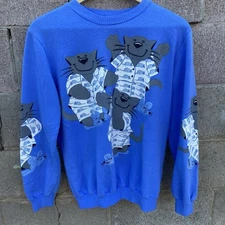 Vintage Cat And Mouse Sweatshirt Cats In Pajamas Scarab San Francisco XL 80s