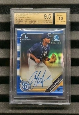 2019 Bowman Chrome 1st Auto CJ ABRAMS True Blue /150 BGS 9.5 / 10 ROOKIE