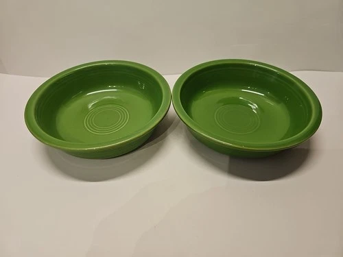 2 Fiesta Shamrock Green Classic Rim 6 7/8" Cereal Bowls