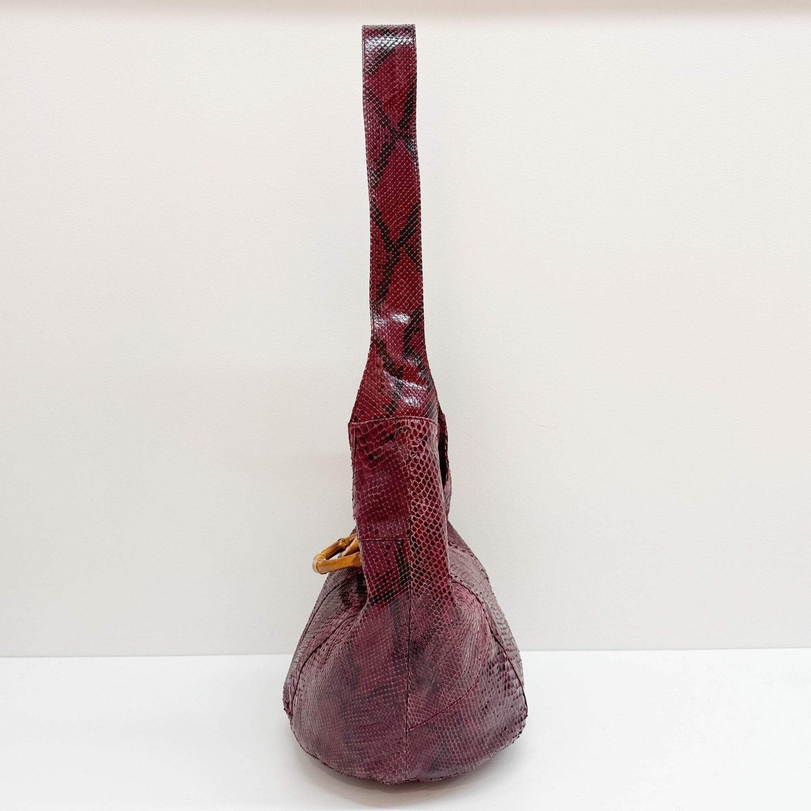 GUCCI Bamboo Bordeaux Python Embossed Leather Two… - image 5