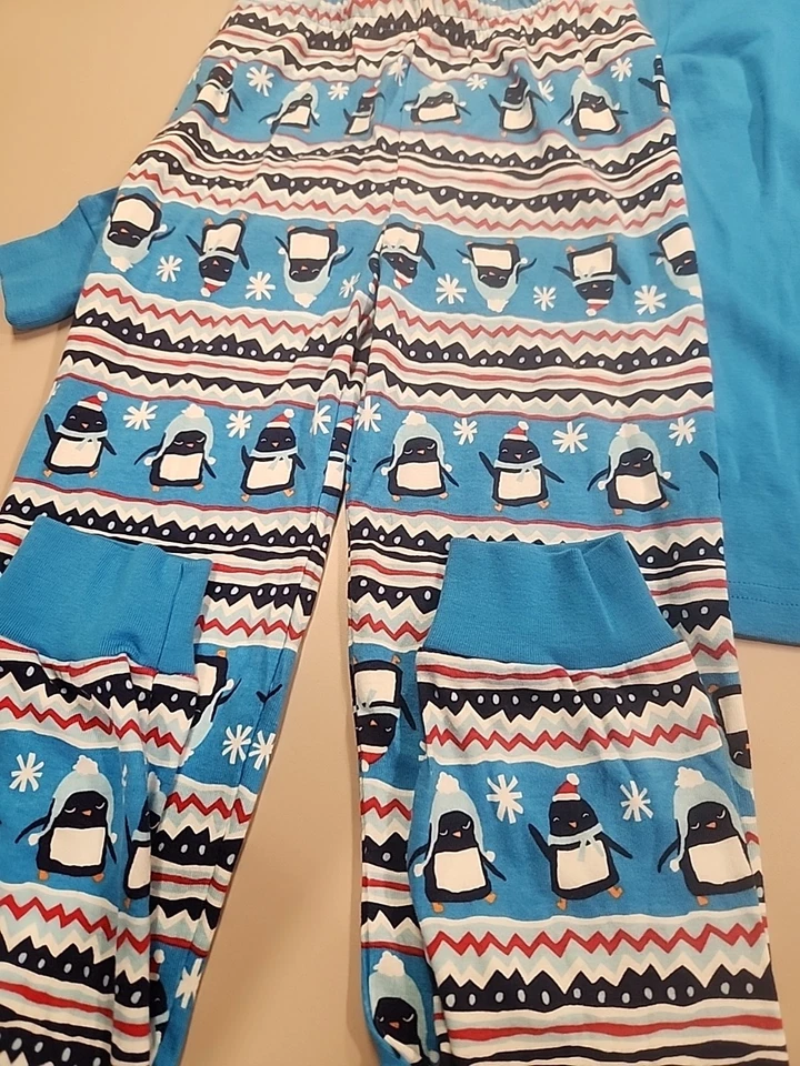 Nuevo con etiquetas Pijama Gymboree Niños Talla 7 Invierno/Navidad Azul Pingüinos 2 Piezas Foto 3 de 4