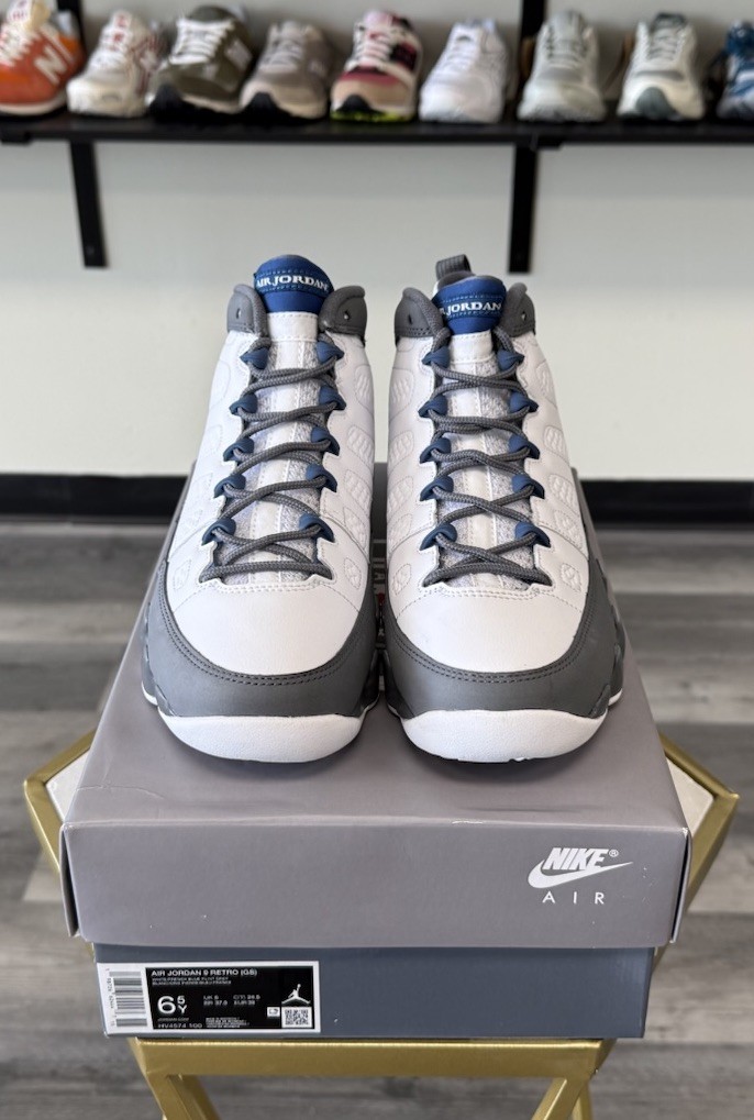 エア ジョーダン Air Jordan 9 Retro Grey & Blue Nike Air Jordan 9 Retro Flint Grey French Blue GS Size 6.5Y HV4574
