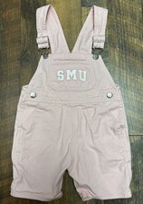 SMU Mustangs Kids Size 4T Light Pink Overalls Southern Methodist University EUC