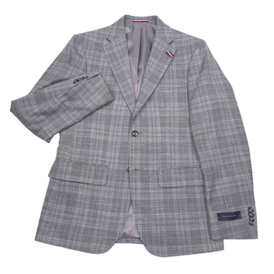 Tommy Hilfiger Conrad Sport Coat Mens 38S Modern Gray Blue Plaid Blazer Jacket