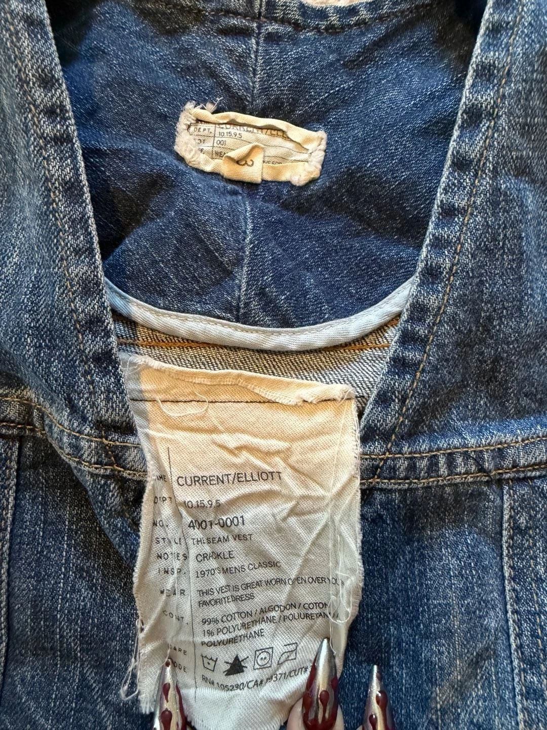 Current/Elliott The Seam Vest 1970s Mens Classic Denim Vest image 2