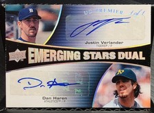 Justin Verlander / Dan Haren 2008 UD Premier Emerging Stars Dual Auto 1/1