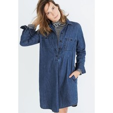 Madewell Denim Popover Shirtdress in Medium Wash Size XS