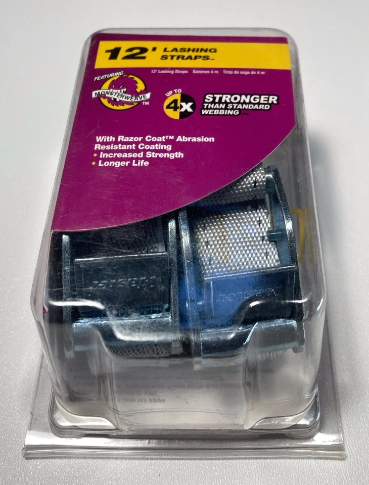 Master Lock 12’ Foot Lashing Straps with Steel Buckles 2 in pkg. New 3060DAT - Image 2 of 4