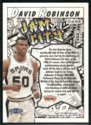 1997-98 Ultra #12 JC David Robinson Jam City - Picture 2 of 2