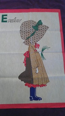 Vintage Eveline Girl Graphic Cotton Souvenir Tea Towel Unused