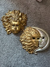 2 Venetian Paper Machè Wall Art Masks Lele Nason Venezia Approx 14” See Photos