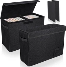 2-Pack Comic Book Storage Boxes, Collapsible Comics Book Case with Dividers and