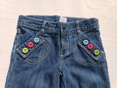 Gymboree Girls Jeans Size 4T Smart Sweet Vintage Birds Flower Buttons - Picture 3 of 6
