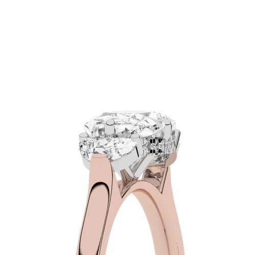 Cushion Solitaire Labgrown Diamond Trilogy Ring 18k Rose Gold 2.45 Ct F VVS2 - Picture 9 of 23