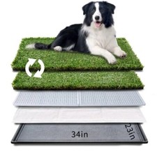 HQ4US 34   23  4Legs Dog Artificial Grass Pee Pad Toilet with Tray