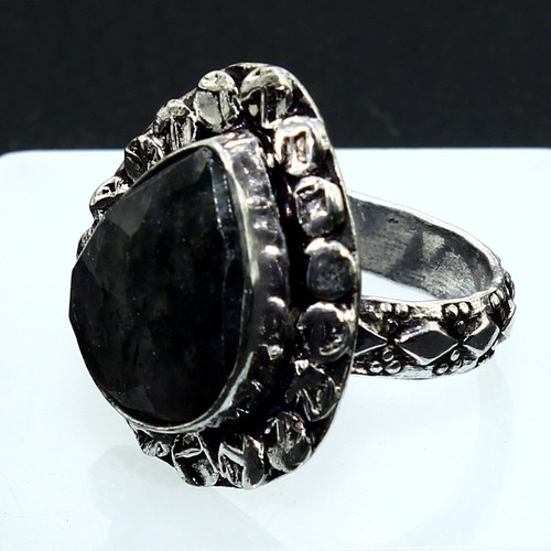 Anillo hecho a mano de plata 925 maciza con piedras preciosas de cuarzo rutilo natural talla 6 - Imagen 4 de 7