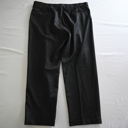 Hart Schaffner Marx 42x32 Black Stripe Wool Pleated Cuffed Dress Pants - Picture 9 of 9