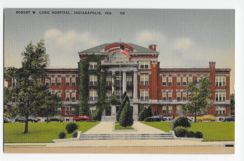Indianapolis Indiana Robert W. Long Hospital Linen Vintage Postcard - Picture 1 of 2